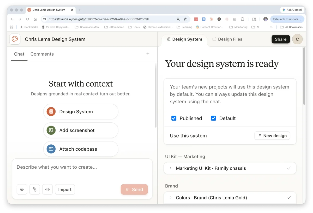 تنظیم Design System در claude