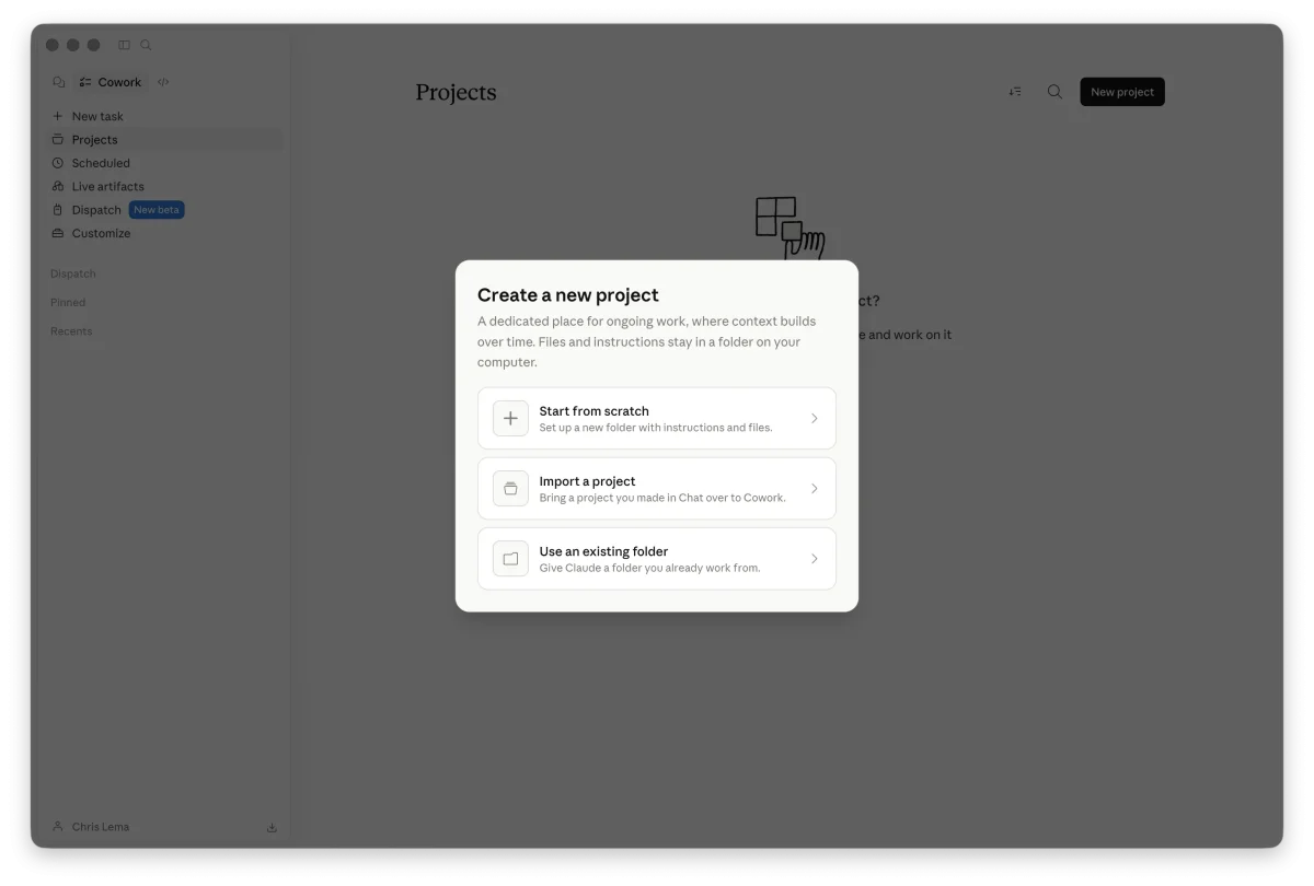 انتخاب گزینه «Use an existing folder»