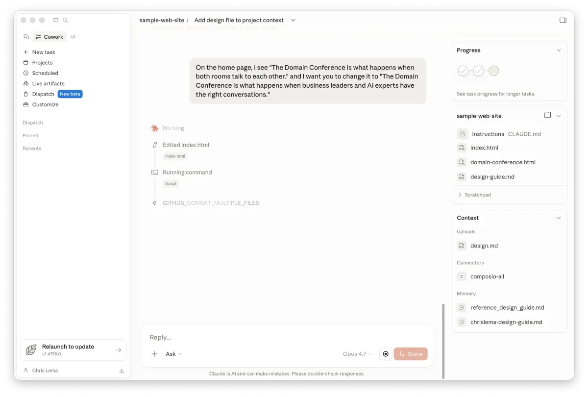 ویرایش سایت ساخته شده با کلود